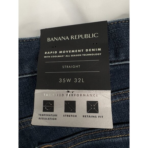 NWT Banana Republic Rapid Movement Denim Men’s 35x32 Straight Leg Stretch - Picture 4 of 12
